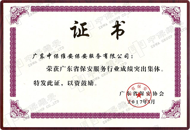 广东省保安行业成绩突出集体
