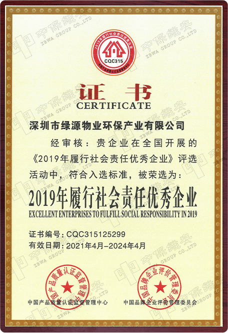 2019年履行社会责任优秀企业
