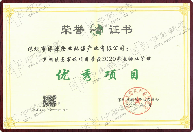 优秀项目荣誉证书